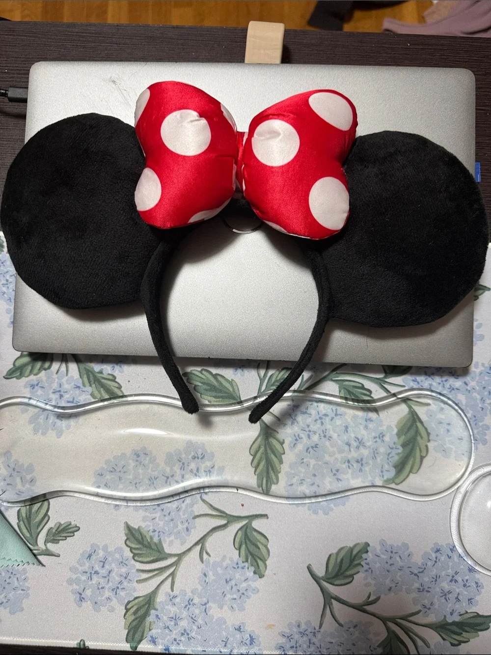 Women’s Minnie Mouse Black Ear Headband with Red Polka Dot Bow